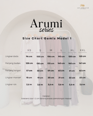 SIZE CHART_ARUMI_GAMIS MODEL 1